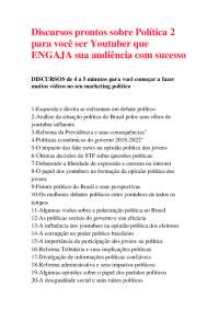 20 Discursos prontos Política parte 2 para você dar a partida e já trabalhar como Youtuber