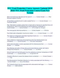 NYC Food Protection Course Answers and Questions