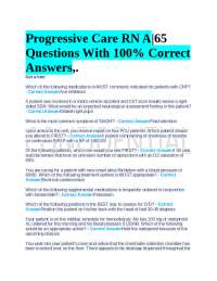 Progressive Care RN A|65 Questions With 100% Correct Answers