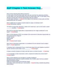 A&P Chapter 1 Test Answer Key