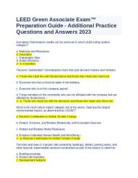 LEED Green Associate Exam™ Preparation Guide - Additional Practice Questions and Answers 2