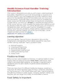 Health Science Food Handler Training Introduction