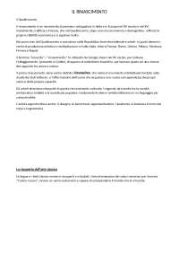 Rinascimento, riassunto