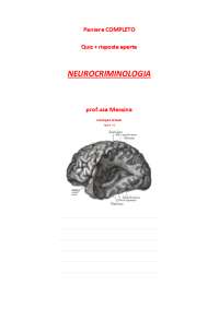Paniere Neurocriminologia prof. Messina (quiz+risposte aperte)- unie-Campus