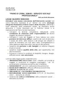 “PIANO DI ZONA, 328/00 – SERVIZIO SOCIALE PROFESSIONALE”