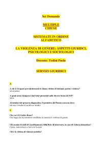 LA VIOLENZA DI GENERE: ASPETTI GIURIDCI, PSICOLOGICI E SOCIOLOGICI Domande MULTIPLE  IN OR
