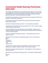 Community Health Nursing Final Exam 2023-2024