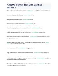 NJ DMV Permit Test with verified answers.docx