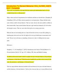 Introduction To Deviant Behavior CCJ_CJ1025_CA013 Unit 1 Complete