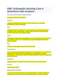 ONC Orthopedic Nursing Care 4 Questions with answers