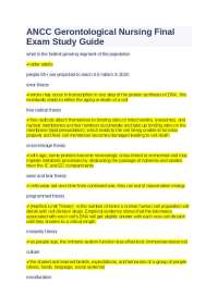 ANCC Gerontological Nursing Final Exam Study Guide