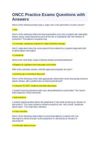 ONCC Practice Exams Questions with Answers