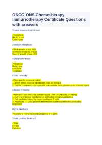 ONCC ONS Chemotherapy Immunotherapy Certificate Questions with answers