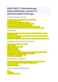 ONS ONCC Chemotherapy Immunotherapy Lesson 14 Administration of Drugs