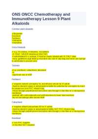 ONS ONCC Chemotherapy and Immunotherapy Lesson 9 Plant Alkaloids