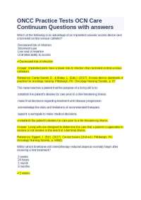 ONCC Practice Tests OCN Care Continuum Questions with Answers