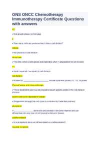 ONS ONCC Chemotherapy Immunotherapy Certificate Questions with answers
