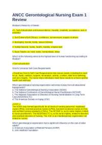 ANCC Gerontological Nursing Exam 1 Review