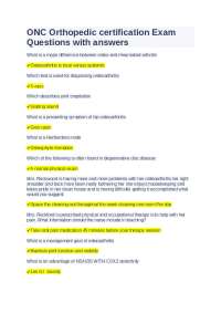 Orthopedic Certification Exam Questions and Answers