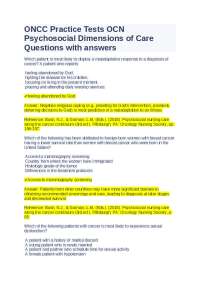 ONCC Practice Tests OCN Psychosocial Dimensions of Care Questions with answers