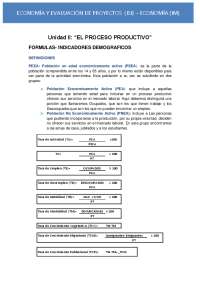 Economía y Evaluación de Proyectos: Proceso Productivo e Indicadores