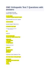 Orthopedic Test Questions and Answers