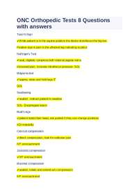 Orthopedic Tests and Their Procedures