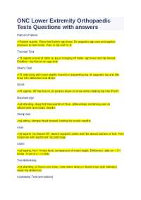 Lower Extremity Orthopaedic Tests