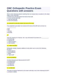 Orthopedic Practice Exam Questions with Answers