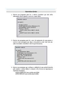 lista de exercícios com respostas sobre lógica de programação if - else