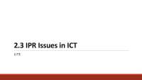 Intellectual Property Rights (IPR) in Information and Communication Technology (ICT)