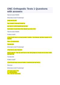 ONC Orthopedic Tests 1 Questions with answers