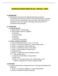 HYPERTENSION PROTOCOL: INITIAL VISIT