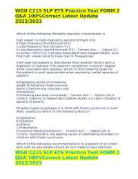 WGU C215 SLP ETS Practice Test FORM 2 Q&A 100%Correct Latest Update 2022/2023