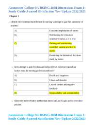 Rasmussen College NURSING 2058 Dimensions Exam 1: Study Guide Assured Satisfaction New Upd