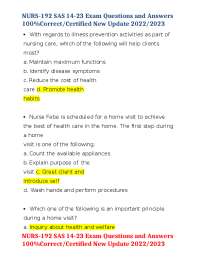 NURS-192 SAS 14-23 Exam Questions and Answers 100%Correct/Certified New Update 2022/2023
