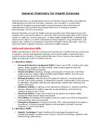 General chemistry for health science
