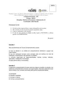 Avaliação Presencial - AP1 de História do Pensamento Administrativo II