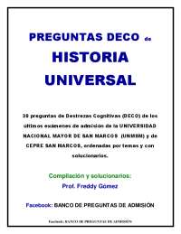 Banco de Preguntas de Admisión: Historia Universal - Preguntas DECO