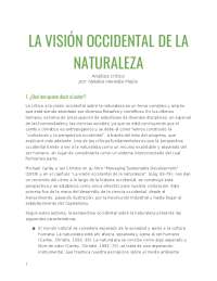 LA VISIÓN OCCIDENTAL DE LA NATURALEZA