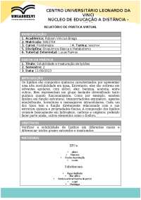 Laboratório Virtual - Solubilidade e insaturação de lipídios