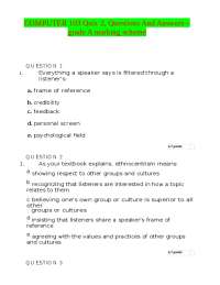COMPUTER 103 Quiz 2, Questions And Answers – grade A marking scheme
