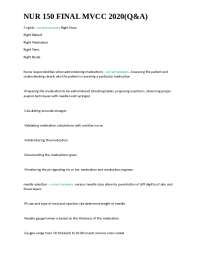 NUR 150 Final MVCC 2020(Q&A) Medication Administration and Medical Procedures