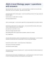 AQA A-level Biology paper 1 questions and answers