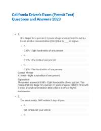California Driver's Written Test Questions 
and Answers 2023