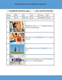 Grammar Exam ENGL120 -- Making Comparisons