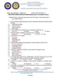 Mathematics in the Modern World: Midterm Examination