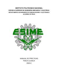 Manual de prácticas física clásica ICE ESIME ZACATENCO