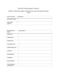 Pharmacology for Nurses II: Adrenergic Agents, Antihistamines, and Corticosteroids
