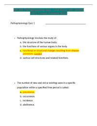 Pathophysiology Quiz 1